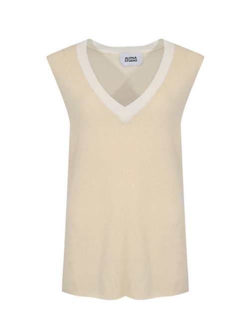 Maglia in misto lana con effetto punzonato Latte Alpha studio | AD-4520F2003